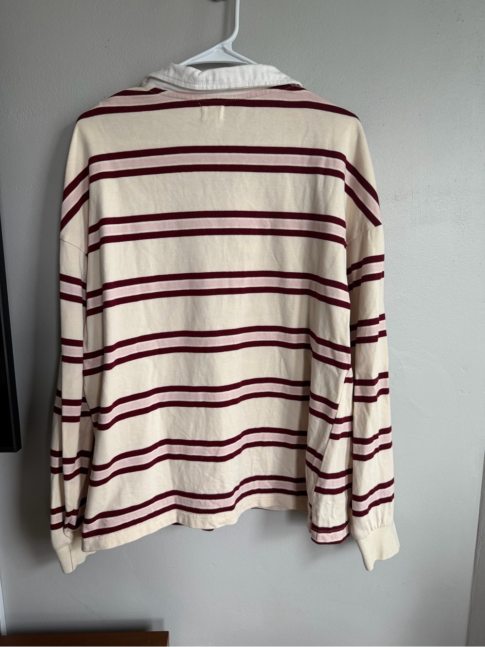 Cotton On Striped Rugby Long Sleeve Shirt Cream Pink Medium Womens Polo Top - Picture 5 of 5